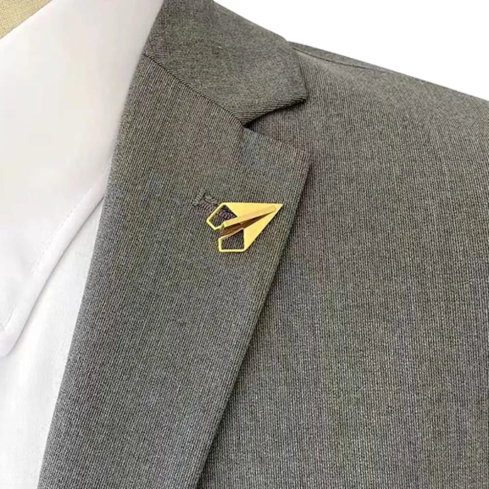 Paper Airplane Lapel Brooch Pin Stainless Steel Origami Plane Aircraft Collar Pins Clip Sweater Hat Coat Jackets Backpack Suit Accessories Brooches Pins Minimalist Jewelry Gifts for Women Men Girls