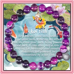 PARTNER Good Luck Gifts for Women Funny Koi    Interesting Koi Gifts Animal and Fish Gifts for Women Natural Stone Beaded Jewelry for Women