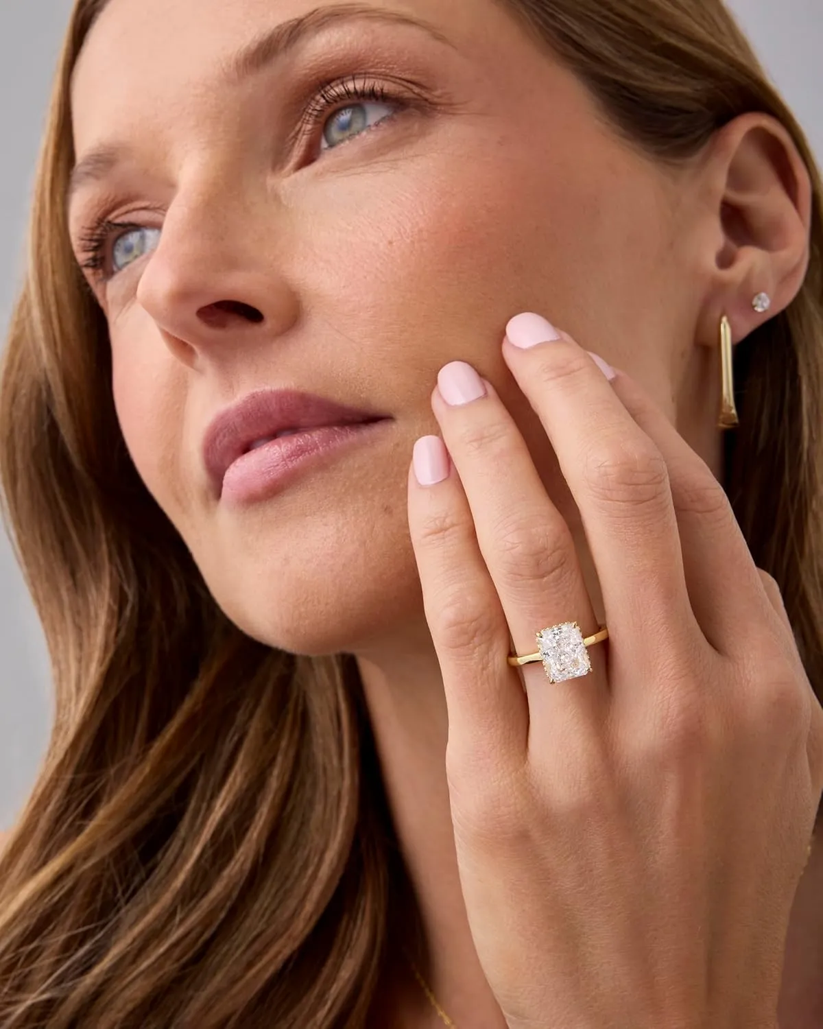 PAVOI 14K Gold Plated 3.5CT Square Radiant Cubic Zirconia Engagement and Promise Ring for Women - Hidden Halo Ring