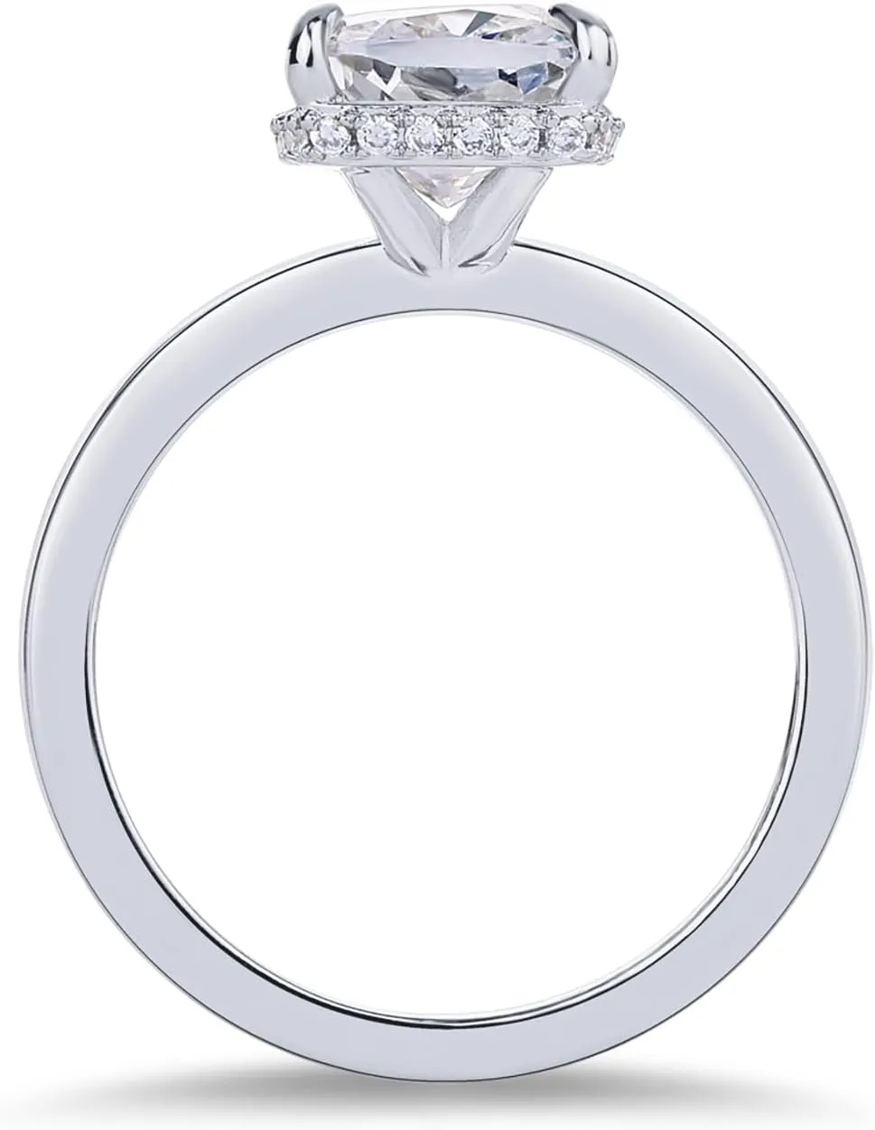 PAVOI 14K Gold Plated 3.5CT Square Radiant Cubic Zirconia Engagement and Promise Ring for Women - Hidden Halo Ring