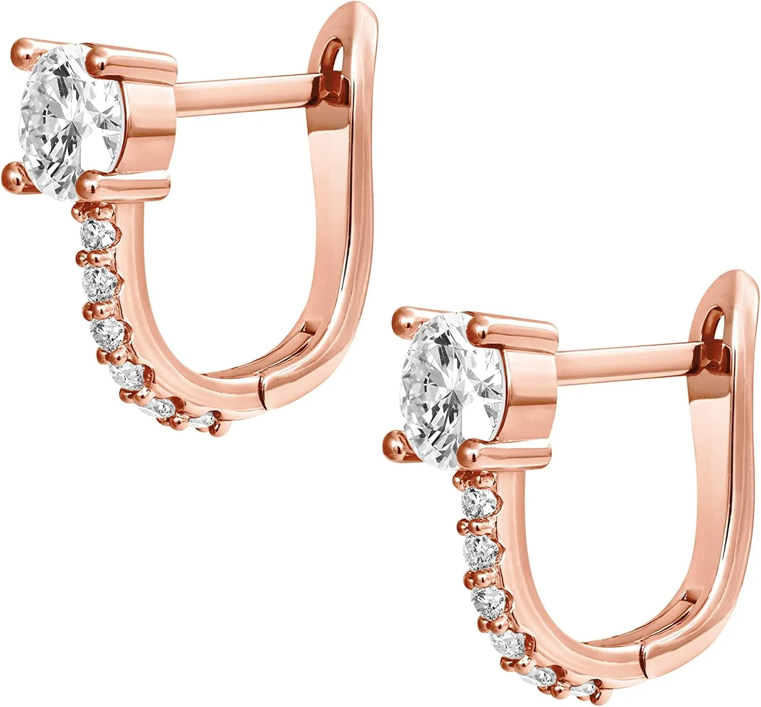 PAVOI 14K Gold Plated 925 Sterling Silver Post Cubic Zirconia Huggie Earrings | Small Gold Hoop Earrings for Women | CZ Stud Cuff Earring