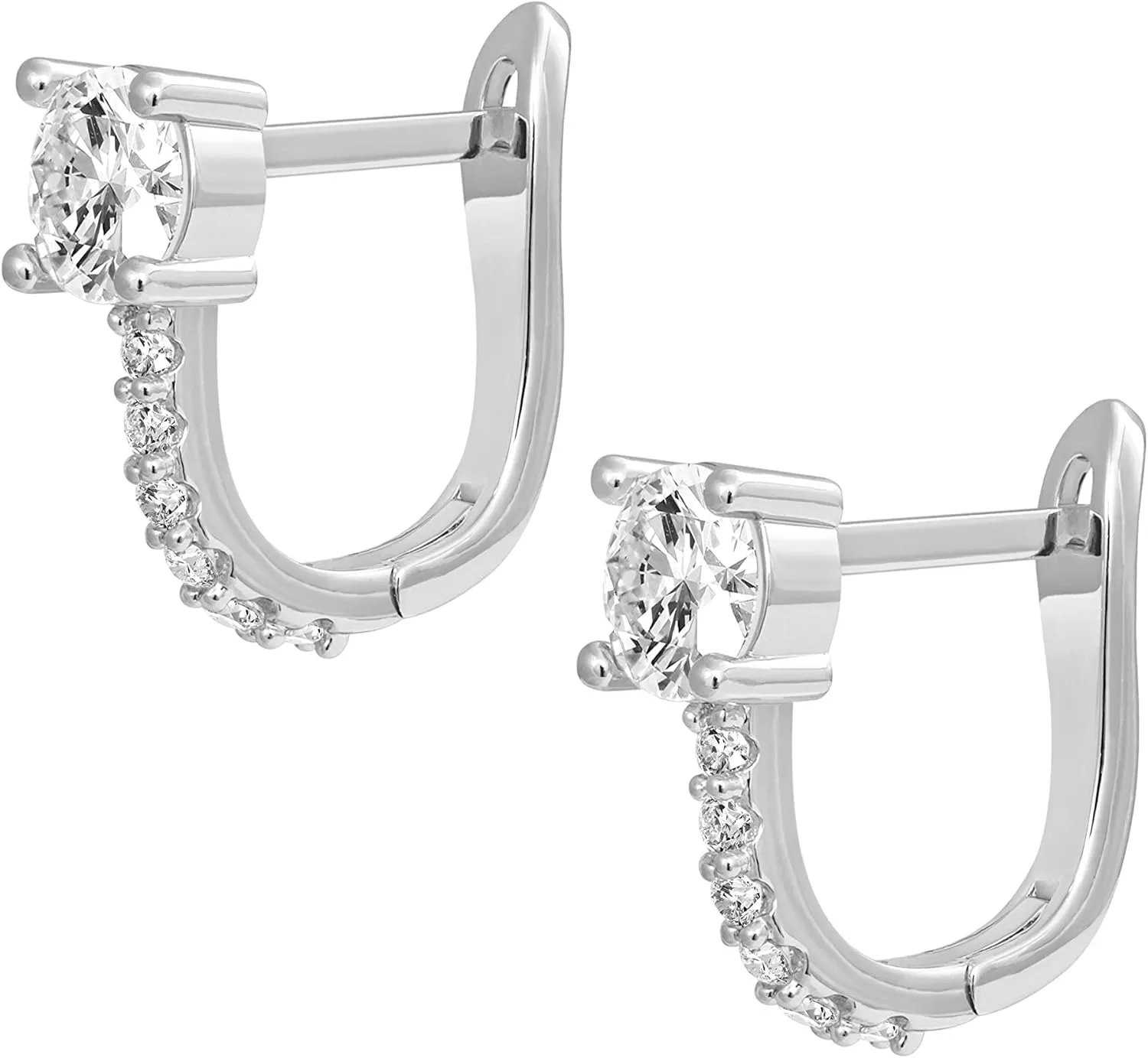 PAVOI 14K Gold Plated 925 Sterling Silver Post Cubic Zirconia Huggie Earrings | Small Gold Hoop Earrings for Women | CZ Stud Cuff Earring