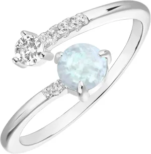 PAVOI 14K Gold Plated Adjustable Created Opal Rings - Stacking Rings for Women