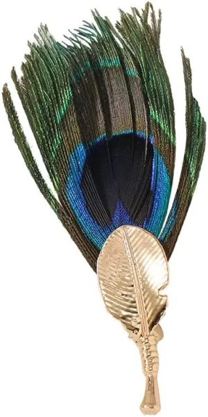 Peacock Feather Brooch Pin for Women Girls Fashion Artificial Blue Green Bird Animal Statement Brooches Lapel Pins Elegant Hat Bag Suit Dress Accessories Wedding Christmas Birthday Jewelry Gift Box