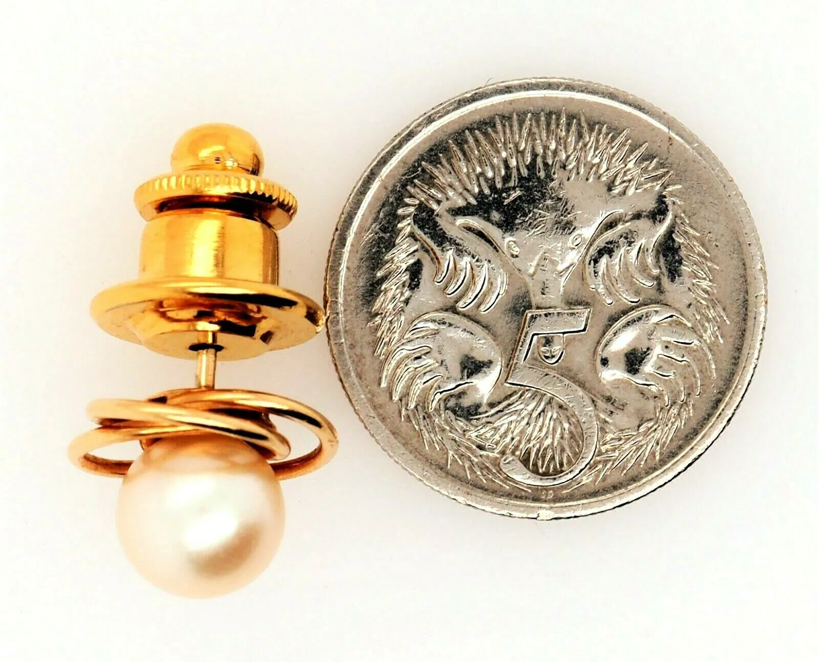 Pearl 18ct Yellow Gold Tie Pin - Fine Vintage Jewellery