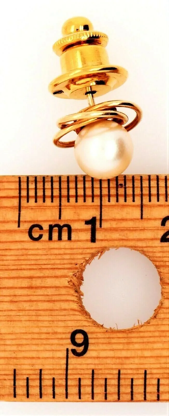Pearl 18ct Yellow Gold Tie Pin - Fine Vintage Jewellery