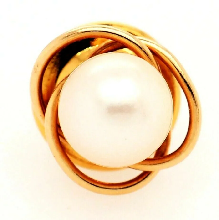 Pearl 18ct Yellow Gold Tie Pin - Fine Vintage Jewellery