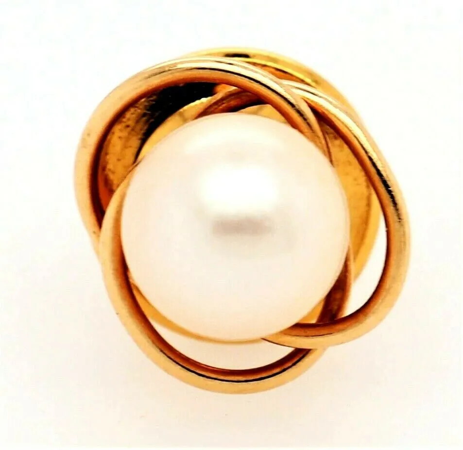 Pearl 18ct Yellow Gold Tie Pin - Fine Vintage Jewellery
