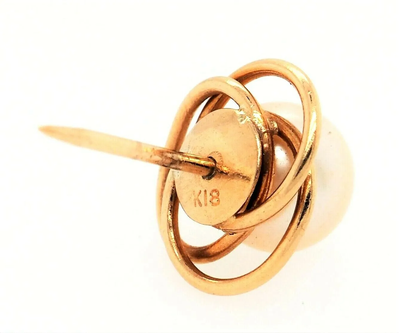 Pearl 18ct Yellow Gold Tie Pin - Fine Vintage Jewellery