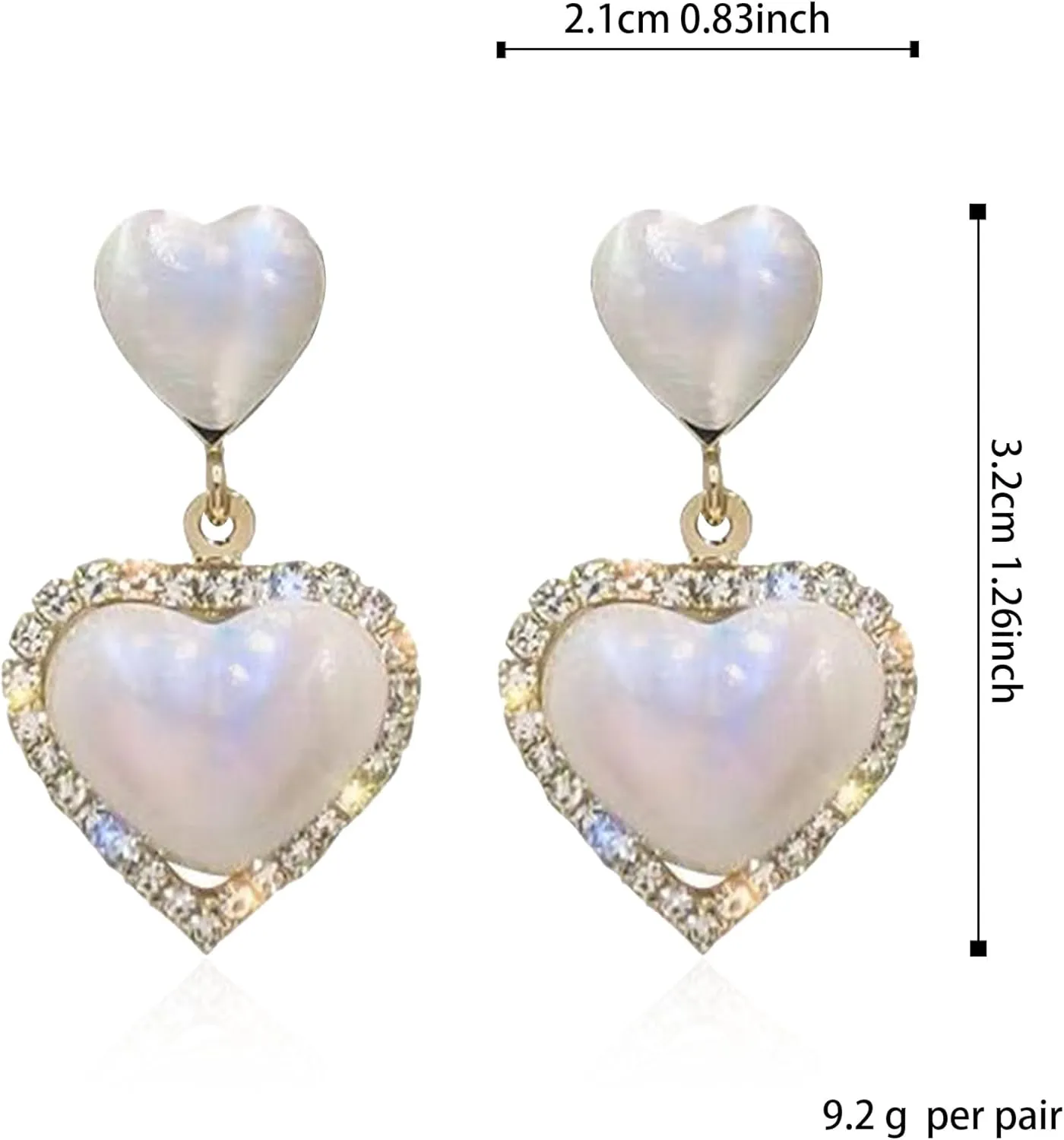 Pearl Heart Tassel Studs Earrings Pearl Heart Drop Huggie Hoop Earrings Birthday Valentine Mother Day Christmas Jewelry