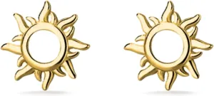 PERIMADE Small Sun Stud Earrings for Women, Gold Plated Hypoallergenic Tiny Earrings Studs, Solid 925 Sterling Silver Sunshine Earrings Trendy Minimalist Jewelry Gift