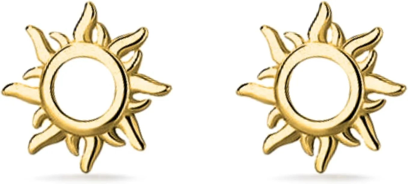 PERIMADE Small Sun Stud Earrings for Women, Gold Plated Hypoallergenic Tiny Earrings Studs, Solid 925 Sterling Silver Sunshine Earrings Trendy Minimalist Jewelry Gift