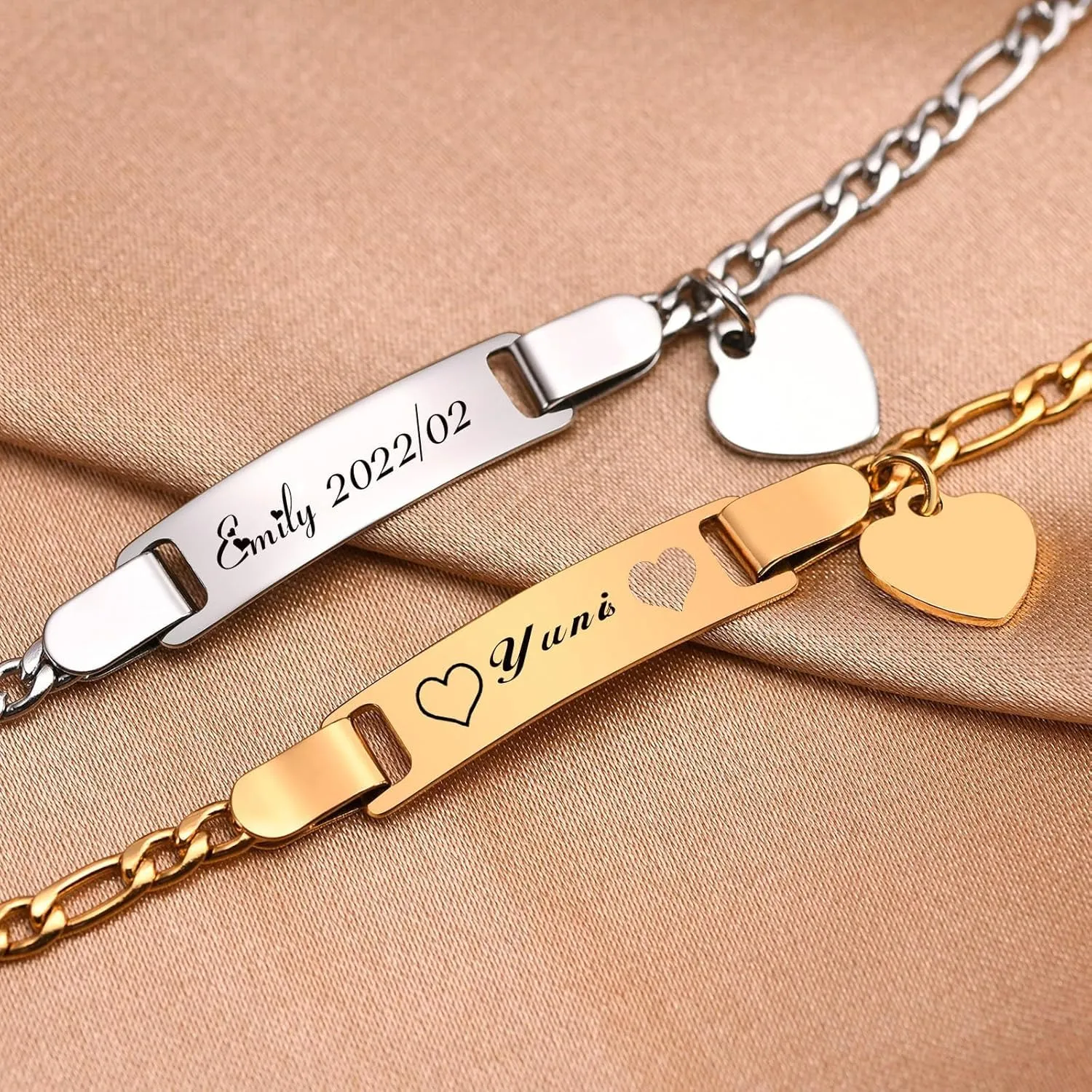 Personalized Baby Bracelets for Infant Girls Boys Baby Customized Name Bar Id Bracelet 14k Gold Plated 925 Silver Plating for Toddler New Born First Birthday Great Gifts 0-6 Years Old (Classic 1)