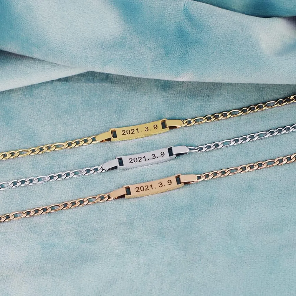 Personalized Baby Bracelets for Infant Girls Boys Baby Customized Name Bar Id Bracelet 14k Gold Plated 925 Silver Plating for Toddler New Born First Birthday Great Gifts 0-6 Years Old (Classic 1)