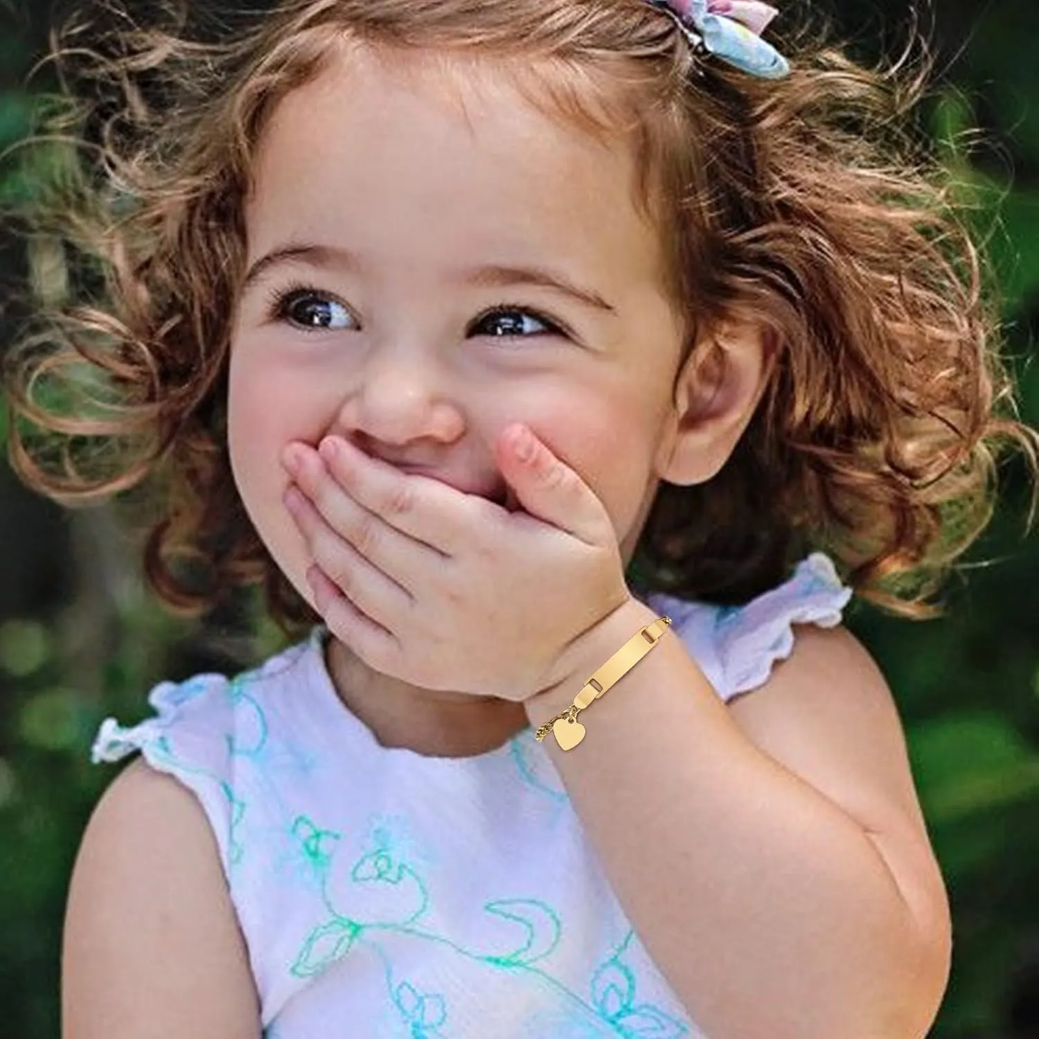 Personalized Baby Bracelets for Infant Girls Boys Baby Customized Name Bar Id Bracelet 14k Gold Plated 925 Silver Plating for Toddler New Born First Birthday Great Gifts 0-6 Years Old (Classic 1)