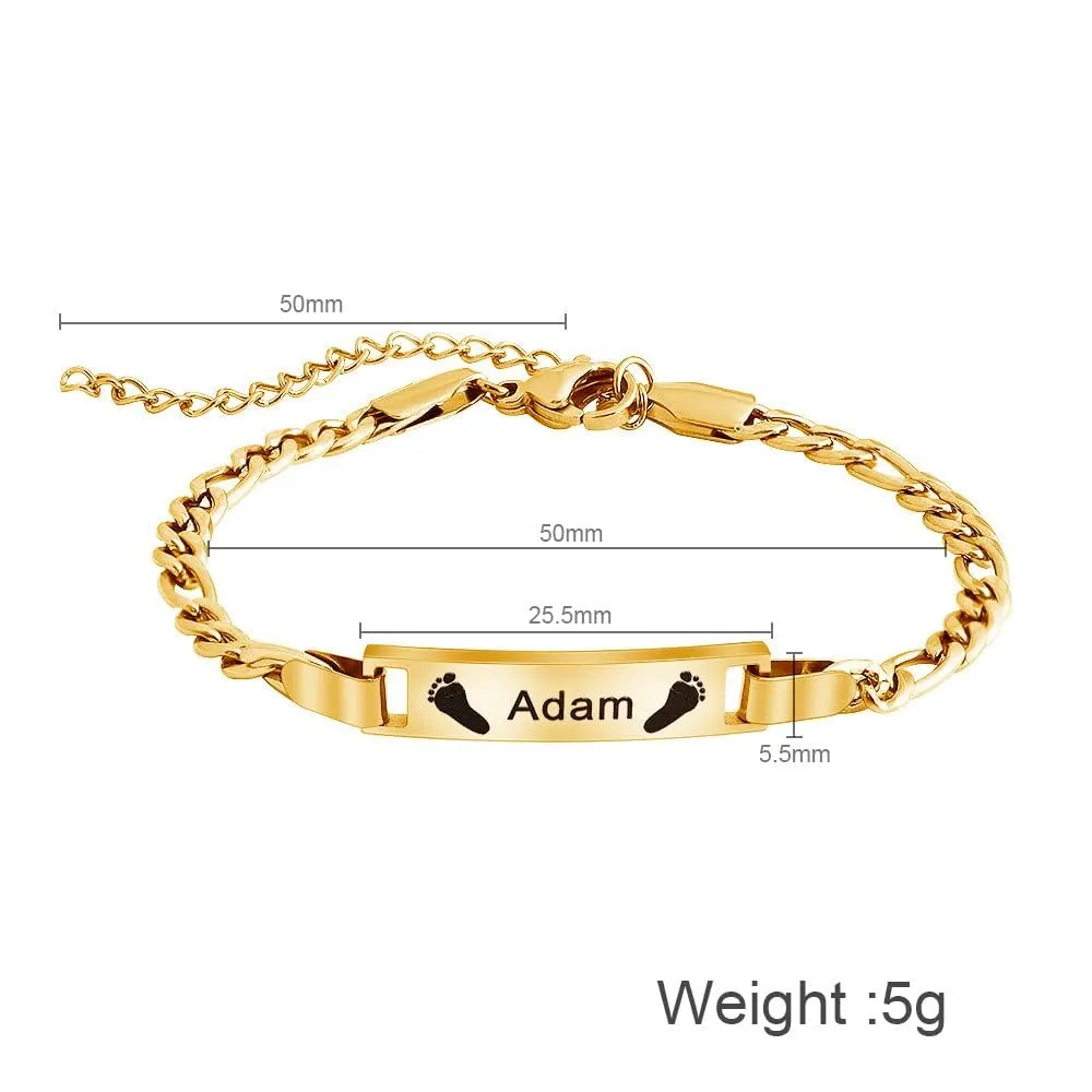 Personalized Baby Bracelets for Infant Girls Boys Baby Customized Name Bar Id Bracelet 14k Gold Plated 925 Silver Plating for Toddler New Born First Birthday Great Gifts 0-6 Years Old (Classic 1)
