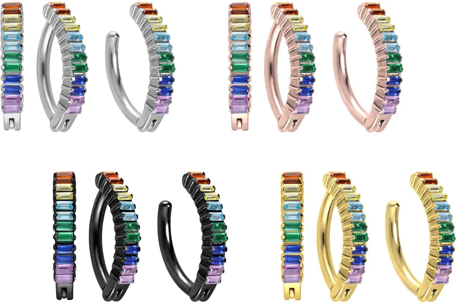 PIERCINGLINE Titanium Belly Button Ring BOW WITH COLORFUL CRYSTALS | Clicker Belly Ring navel piercing jewelry in 4 colors