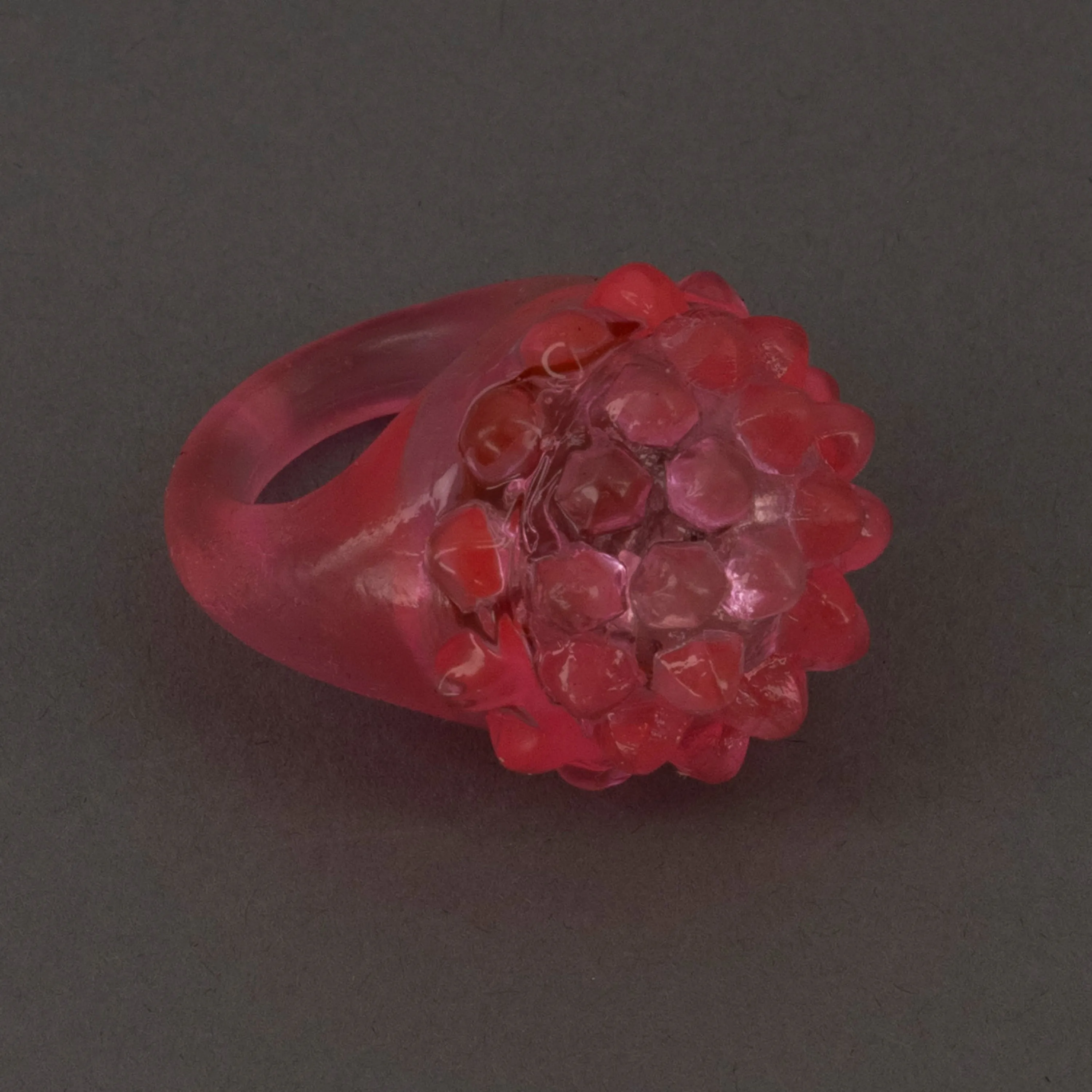 Pink LED Light Up Flashy Jelly Bumpy Rings - Pack of 6