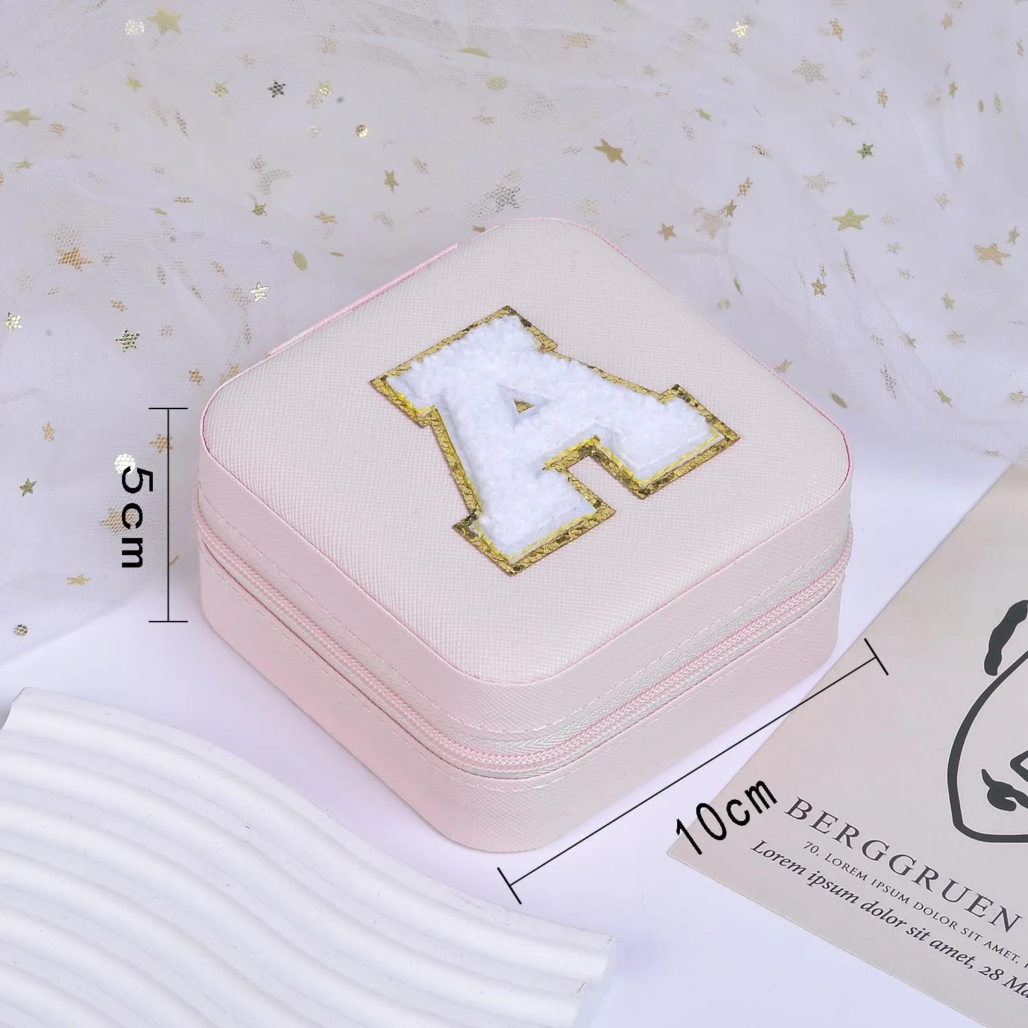 Pink Travel Jewelry Case With H Initial - Birthday Gifts for Women, Girls, Mothers Day, Bridesmaids - Personalized Trendy Jewelry Box