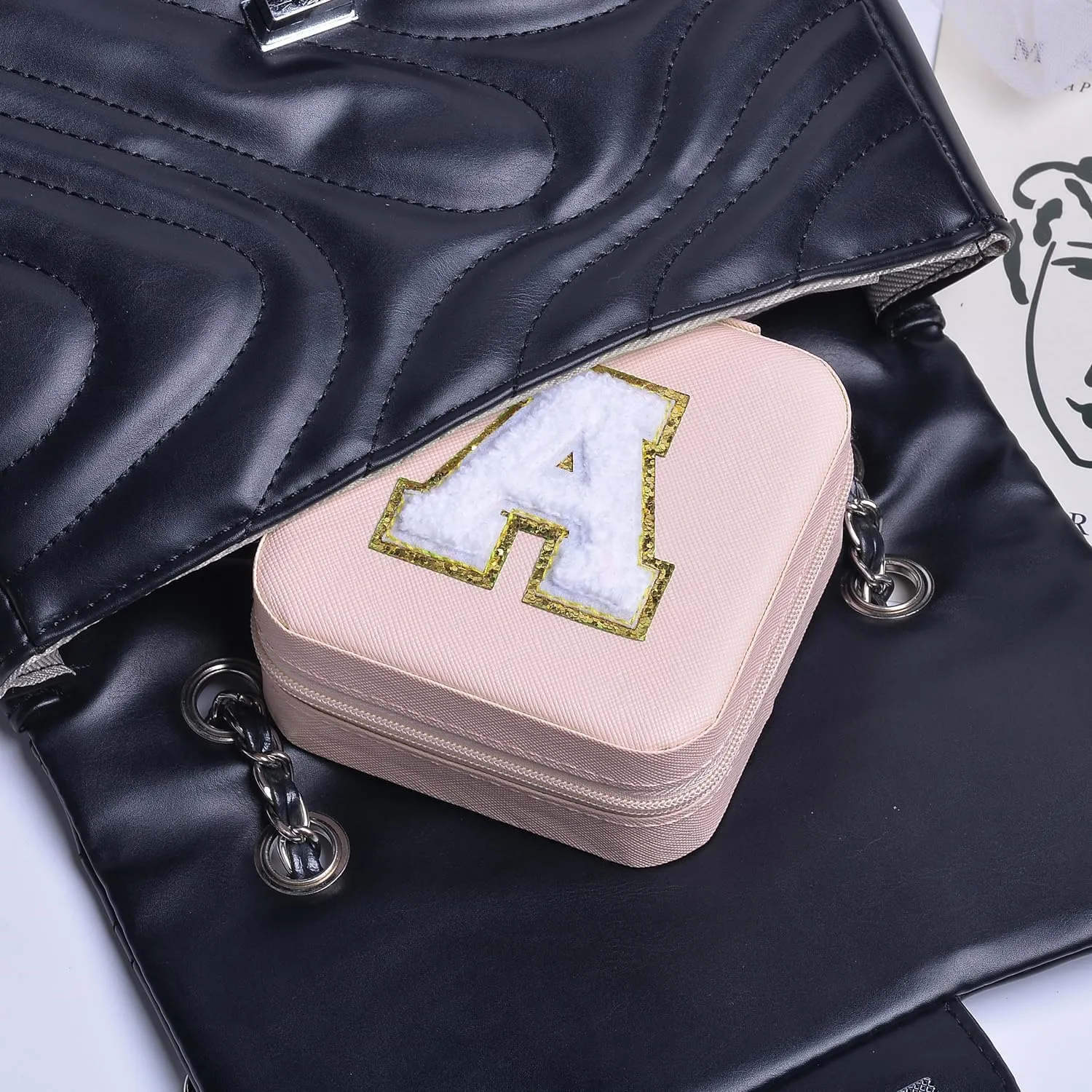 Pink Travel Jewelry Case With H Initial - Birthday Gifts for Women, Girls, Mothers Day, Bridesmaids - Personalized Trendy Jewelry Box