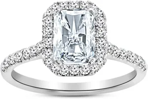 Platinum 1-5 Carat Lab Grown Radiant Cut Halo IGI Certified Diamond Engagement Ring (D-E Color VVS1-VVS2