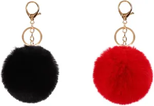 Pom Pom Keychains Colorful Faux Rabbit Fur Ball Keychain Cute Pom Pom Keychain Accessories Car Bag Charm