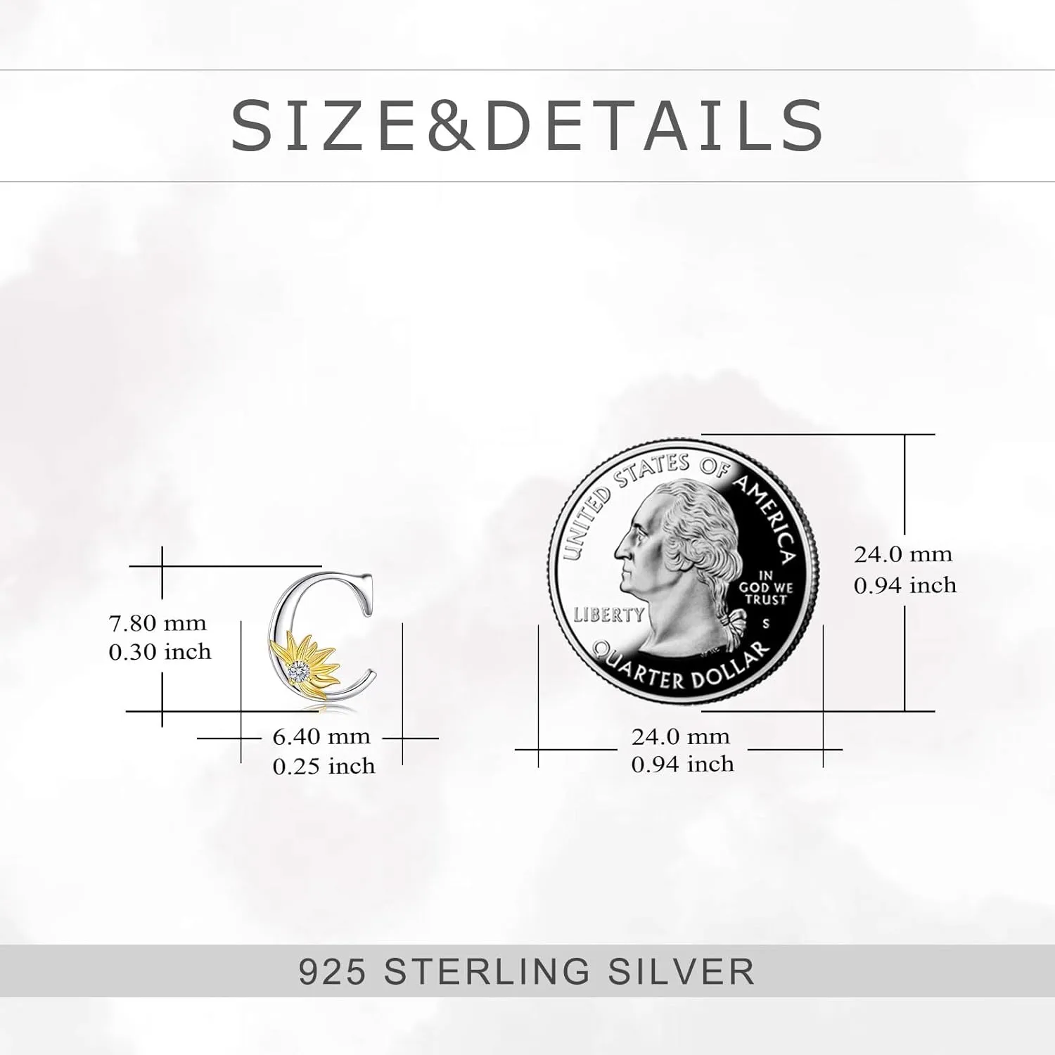 POPLYKE Sterling Silver Initial Alphabet Letter Script Name Earrings Sunflower Initial Studs for Women