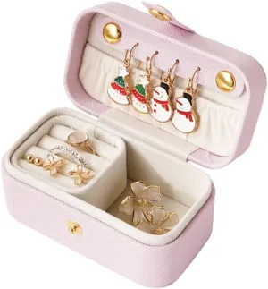 Portable Travel Mini Jewelry Box PU Leather Organizer Box Leather Jewellery Ring Lipsticks Organizer Case Storage Box Gift for Girls Women