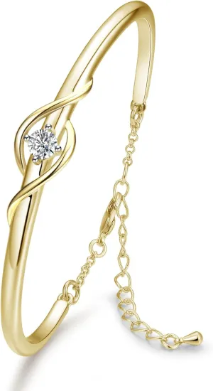Praelinos Guardian of Love Bracelet for Women White/Rose Gold Plated Bracelets Silver Tone Jewelry 5A Cubic Zirconia Birthday Gifts for Women Mom Girlfriend Her