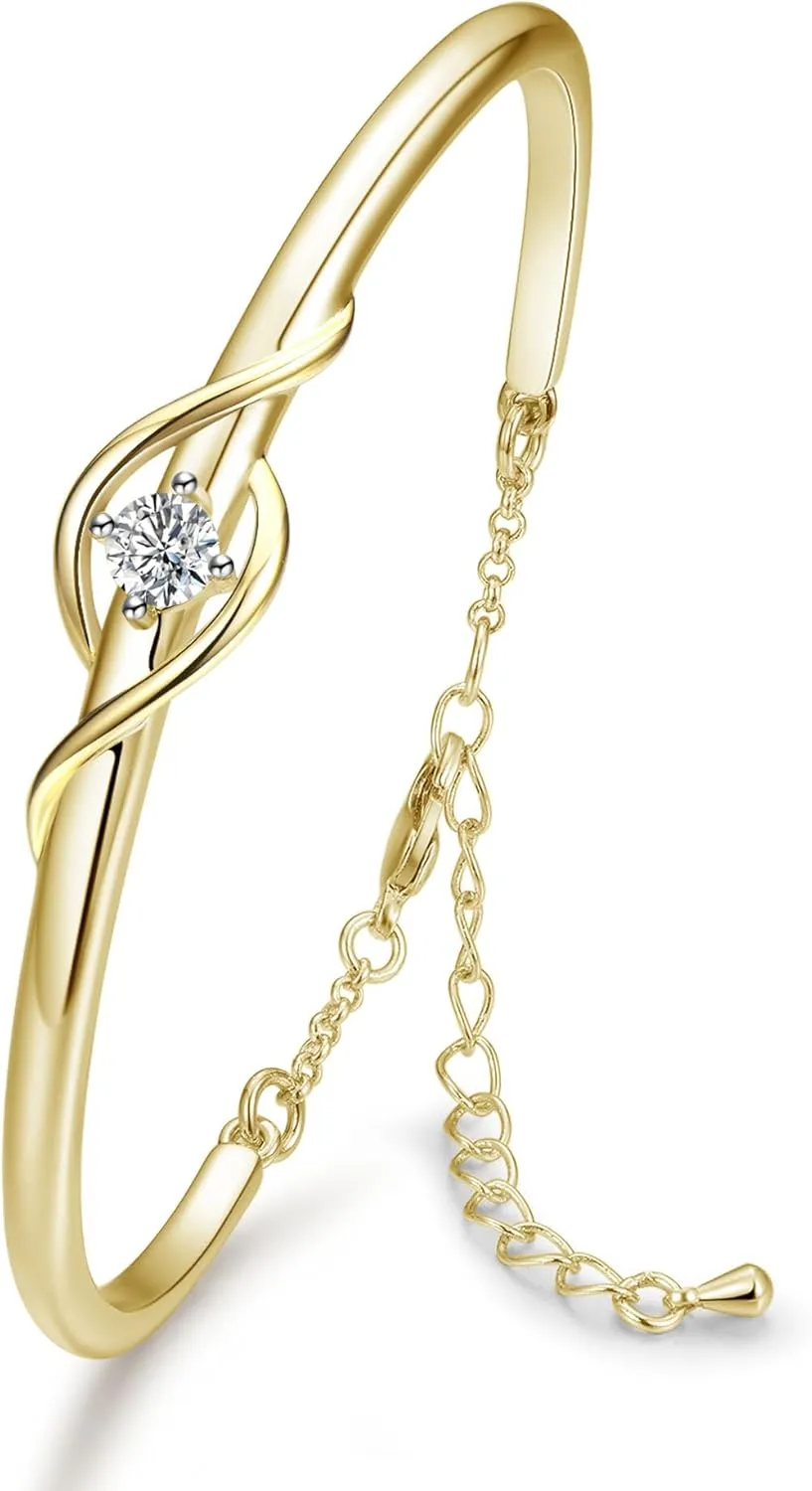 Praelinos Guardian of Love Bracelet for Women White/Rose Gold Plated Bracelets Silver Tone Jewelry 5A Cubic Zirconia Birthday Gifts for Women Mom Girlfriend Her