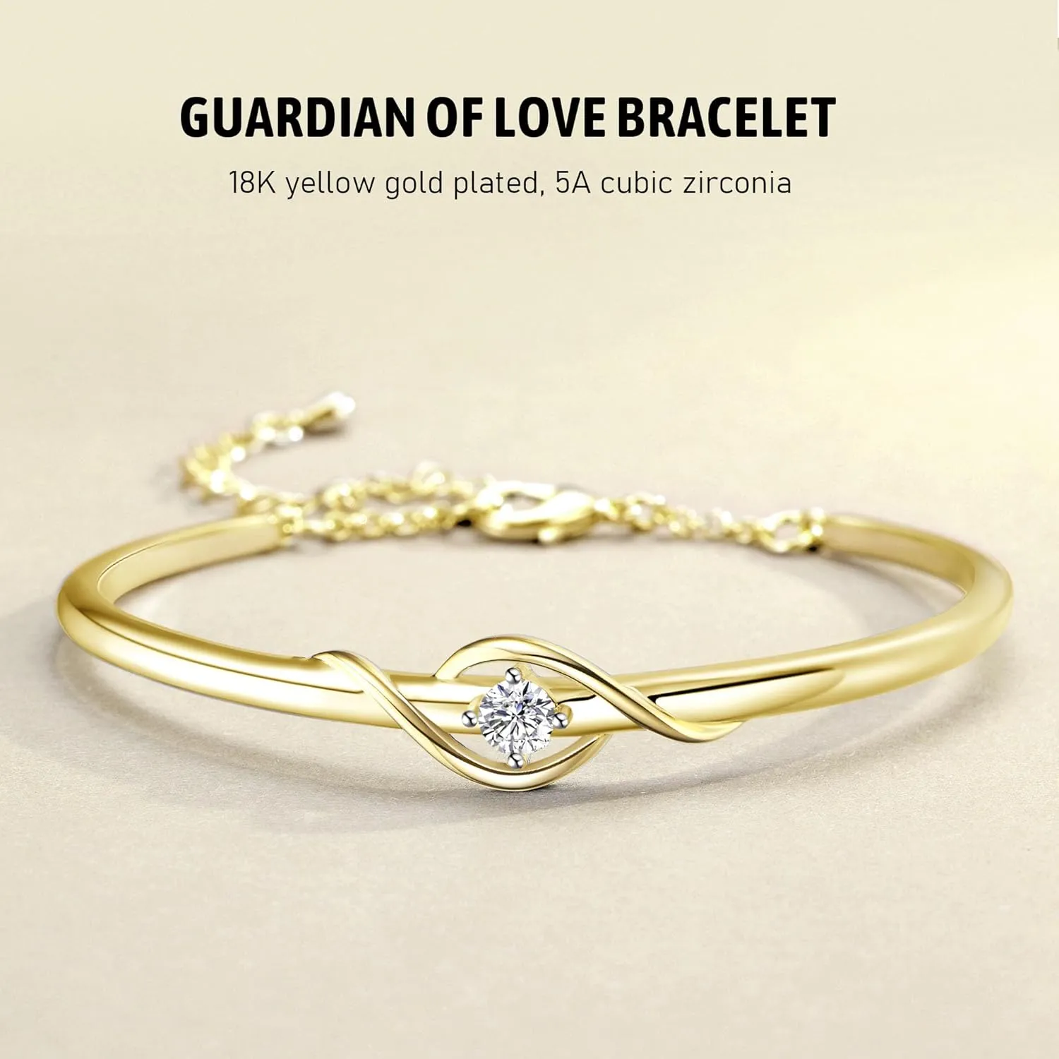 Praelinos Guardian of Love Bracelet for Women White/Rose Gold Plated Bracelets Silver Tone Jewelry 5A Cubic Zirconia Birthday Gifts for Women Mom Girlfriend Her