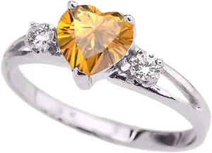 Precious Sterling Silver CZ & November Birthstone Heart-Shaped Proposal/Promise Ring (Size 10)