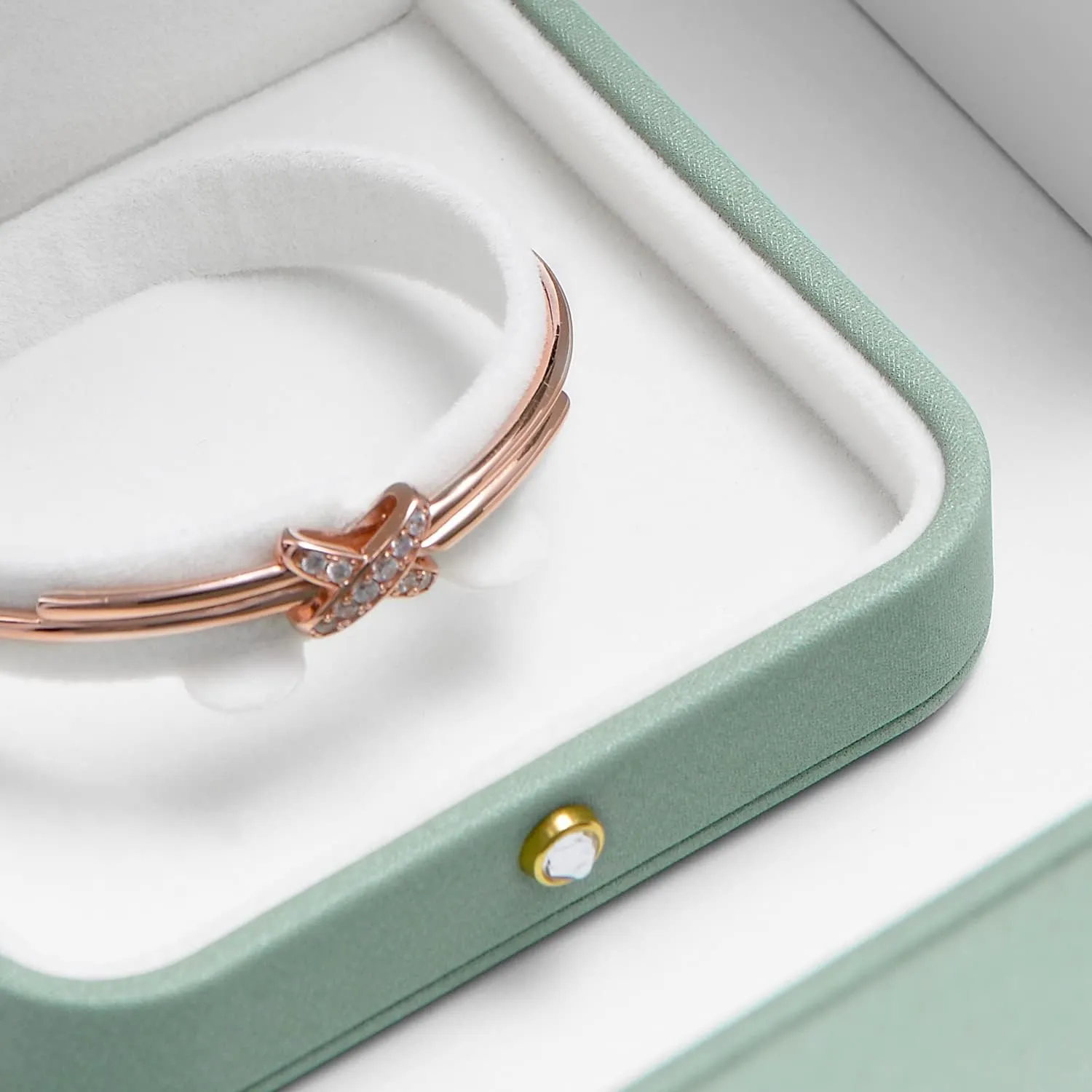 Premium Green Leather Bracelet Bangle Gift Box Velvet Interior Bracelet Storage Holder Box