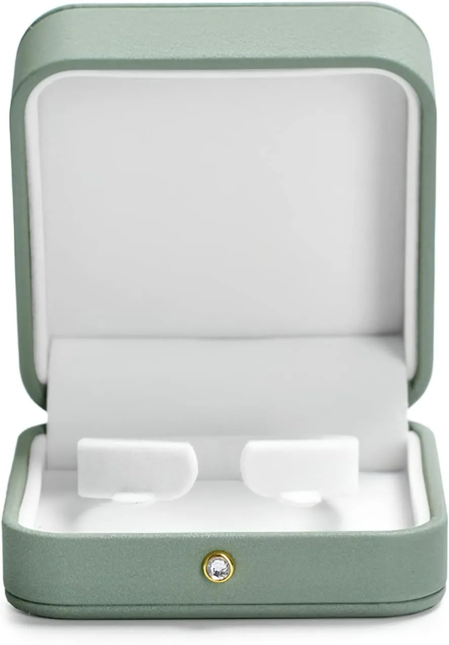 Premium Green Leather Bracelet Bangle Gift Box Velvet Interior Bracelet Storage Holder Box