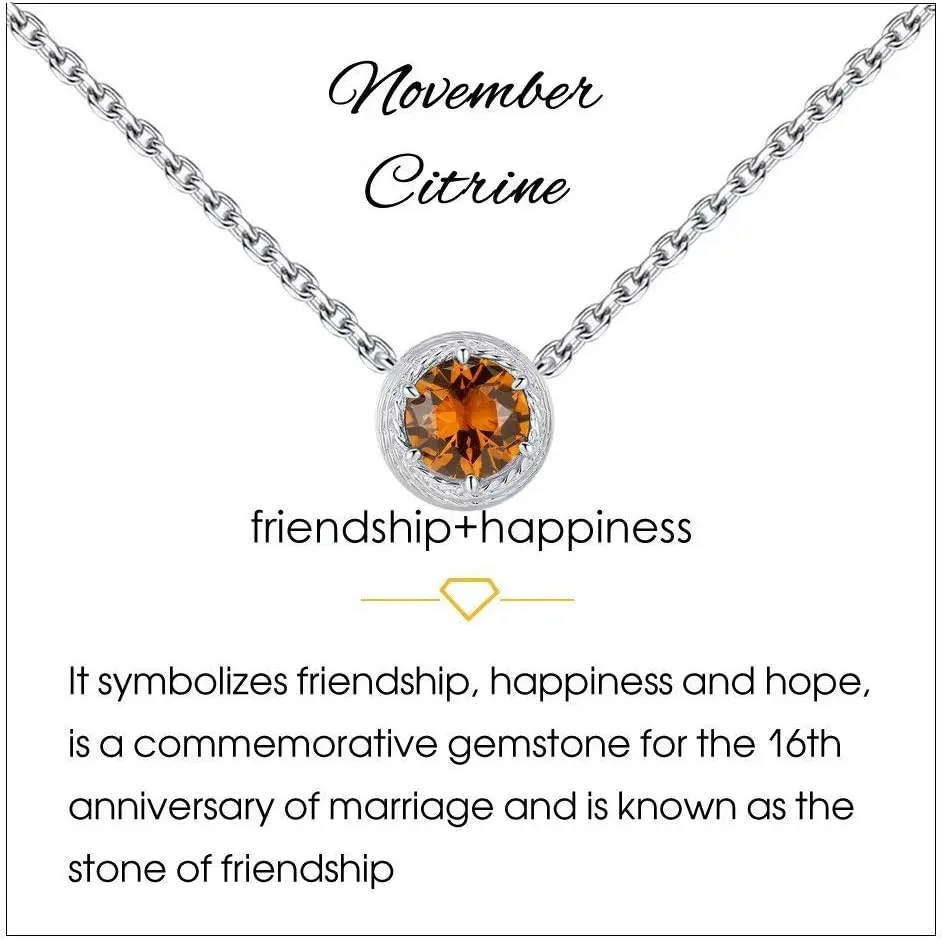 Presentski Birthstone Necklace for Women Sterling Silver 925 Solitaire Pendant Dainty Necklace Birthday Gifts for Women Birthstone Necklaces for Mom