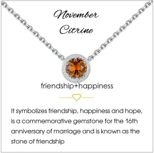 Presentski Birthstone Necklace for Women Sterling Silver 925 Solitaire Pendant Dainty Necklace Birthday Gifts for Women Birthstone Necklaces for Mom