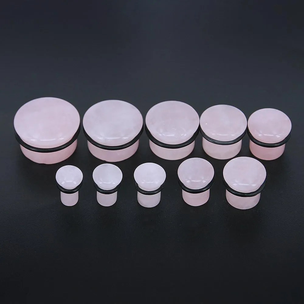 PunkTracker 6Pairs 4g-11/16 Multiple Stone Single Flared Ear Plugs with Silicone O-Ring Expander Gauges