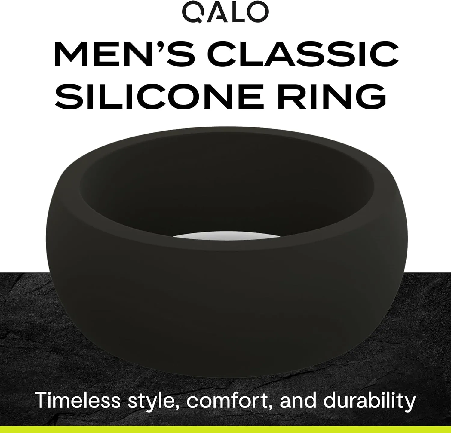 QALO Men's Rubber Silicone Ring, Step Edge Q2X or Chevron Rubber Wedding Band, Breathable, Durable Rubber Wedding Ring for Men, Multi Colors