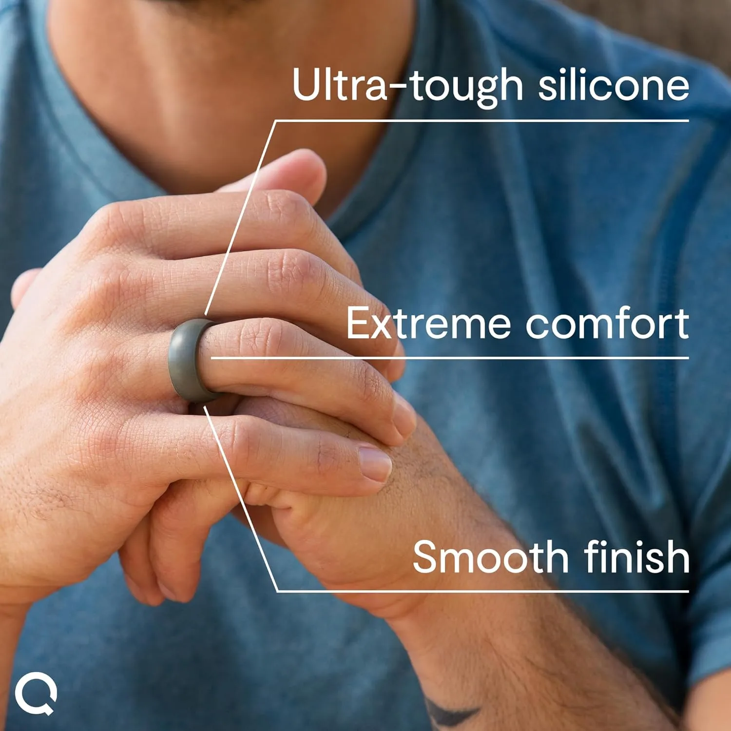 QALO Men's Rubber Silicone Ring, Step Edge Q2X or Chevron Rubber Wedding Band, Breathable, Durable Rubber Wedding Ring for Men, Multi Colors