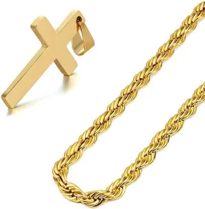 Q&S Jewels 2MM Men Women Rope Chain Necklace 18K Gold Plated,Stainless Steel Chain Necklace Links for men Fashion Jewelry, Wear Alone or with Pendant, 16-30 Inches