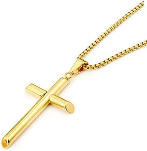 Q&S Jewels Gold Round Box Chain Necklace for Men,18K Gold Plated Stainless Steel Square Rolo Cable Link Chain Necklace,Fashion Statement Jewlery, Wear Alone or with Cross Pendant, 18-26 Inch