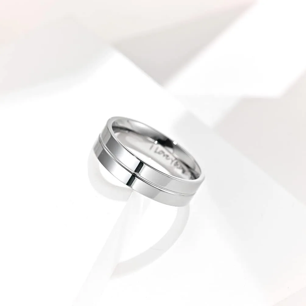QINGDUO 6MM Matching Promise Rings for Couples His and Hers Zirconia CZ Wedding Ring Set Stainless Steel Engagement Bands Anniversary Rings for Men Women Lovers Matching Princess Cut Bridal Jewelry