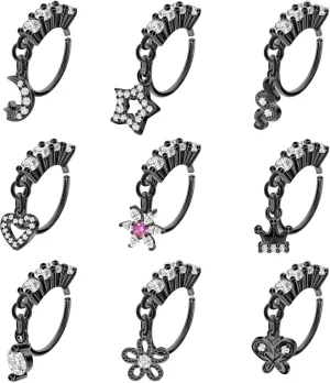 Qmcandy Stainless Steel Dangle Nose Hoop Spiral Twist Nose Studs Piercing Nose Ring for Women Men