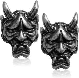 QUPENGXU Punk Demon Skeleton Skull Earrings Personality Prajna Black Mask Earrings For Women