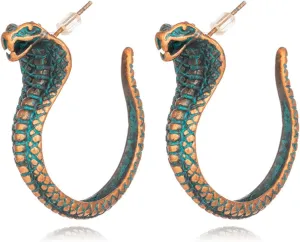 QUPENGXU Vintage Animal Snake Drop Dangle Earrings Exaggerated Punk Earring For Women Girls Men