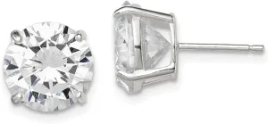 Real 925 Sterling Silver 10mm Round Basket Set CZ Cubic Zirconia Stud Earrings 10mm