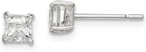 Real 925 Sterling Silver 4mm Princess Basket Set CZ Cubic Zirconia Stud Earrings 4mm