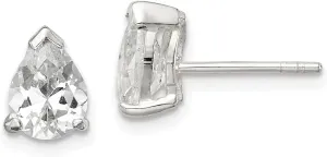 Real 925 Sterling Silver 5x7mm Pear Basket Set CZ Cubic Zirconia Stud Earrings - 5mm x 7mm