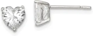 Real 925 Sterling Silver 6mm Heart 3 Prong Basket Set CZ Cubic Zirconia Stud Earrings 6mm