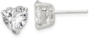 Real 925 Sterling Silver 8mm Heart Basket Set CZ Cubic Zirconia Stud Earrings 8mm